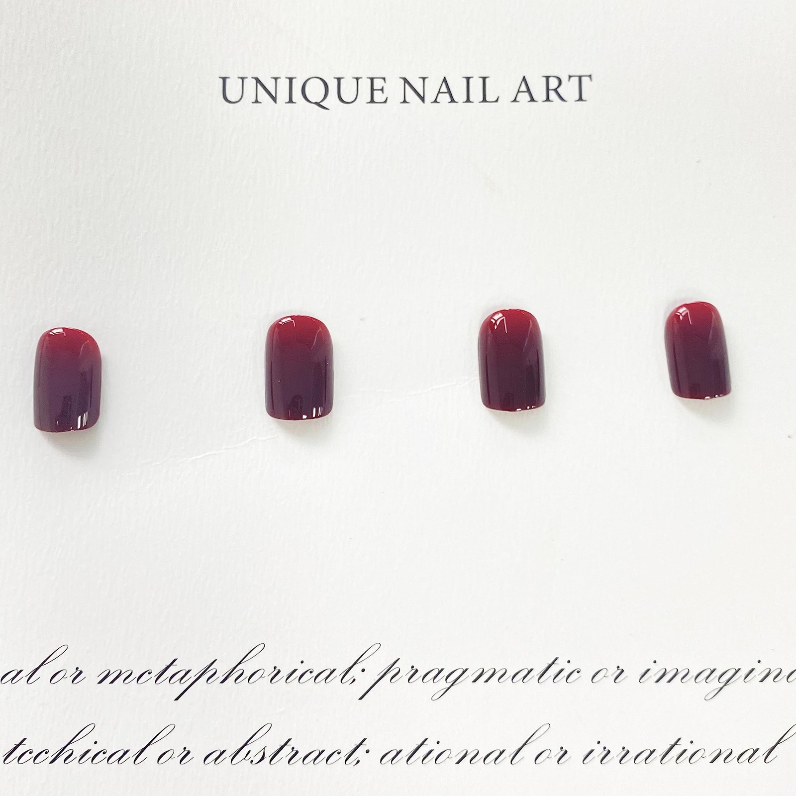 Extra Short Press on Nails Square Wine Red Fake Nails Petite Solid Color Acryli