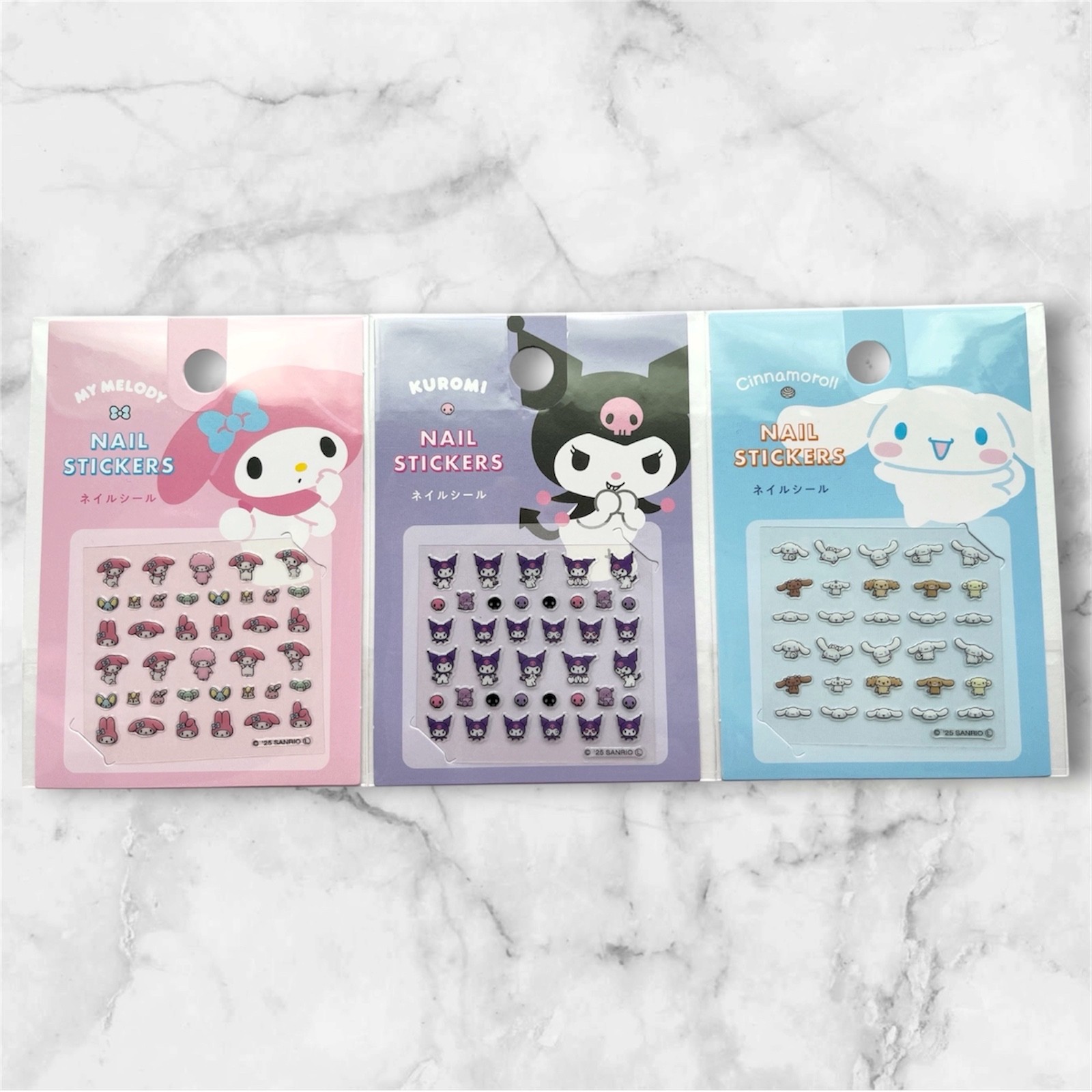 Sanrio Nail Stickers My Melody Kuromi Cinnamoroll 3PCS Set Authentic New