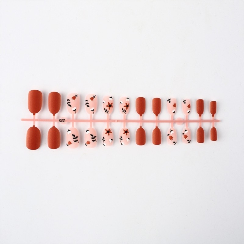 Fall Season Easy to Use Nail Covers with Pumpkin and Floral Patterns False Nail