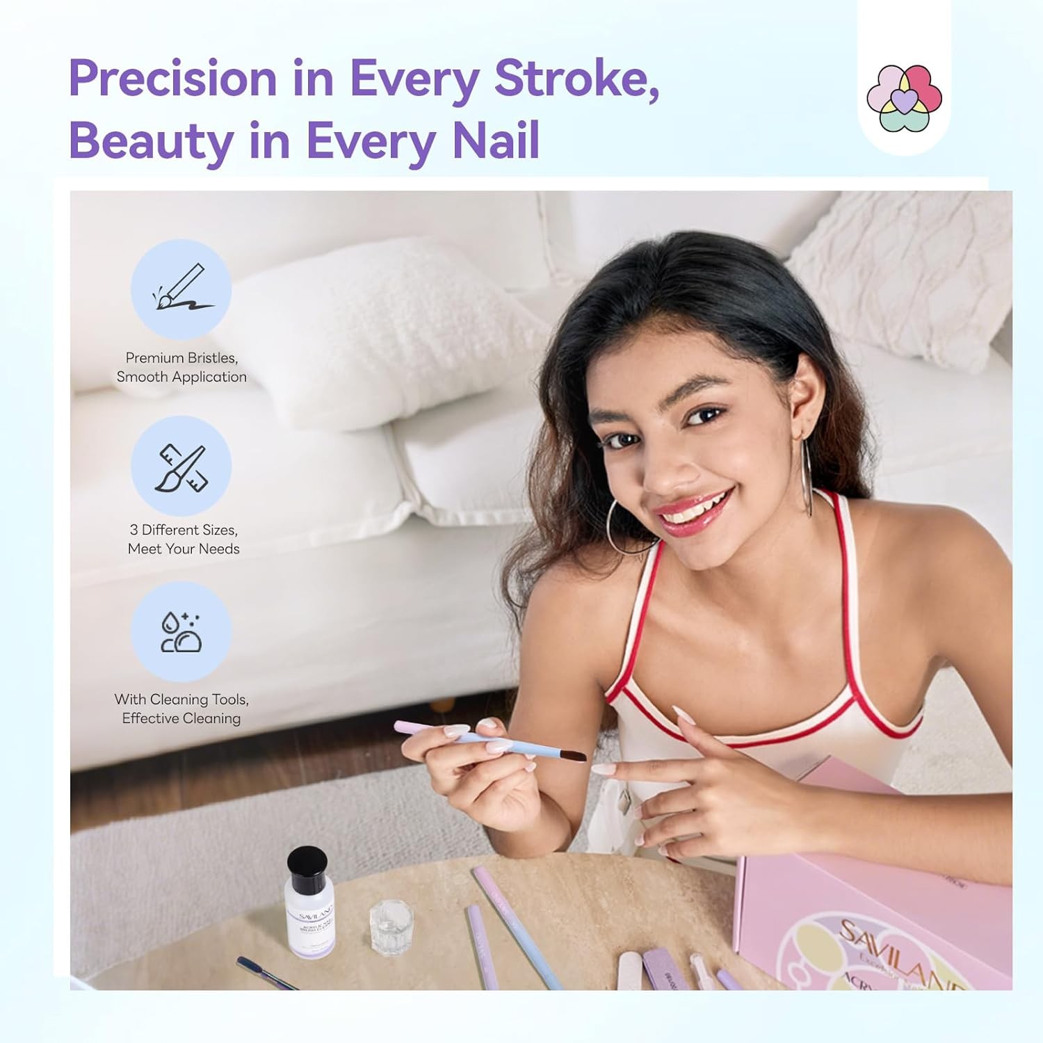 Acrylic Nail Brush with Cleaner: Size 8, 10, 14 Profal