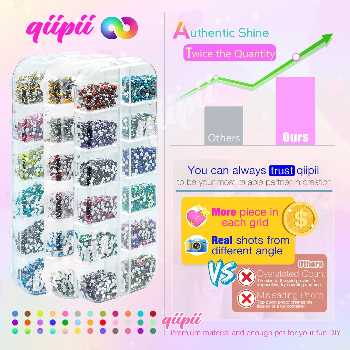 36 Color 2mm Small Crystal Resin Rhinestones for Bedazzling Crafting SS6 Tiny…