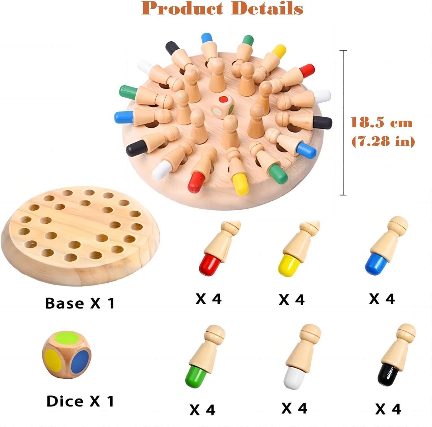 Wooden Memory Chess Board Game: Color 6.5 x x 1.77 inches, Multi-color