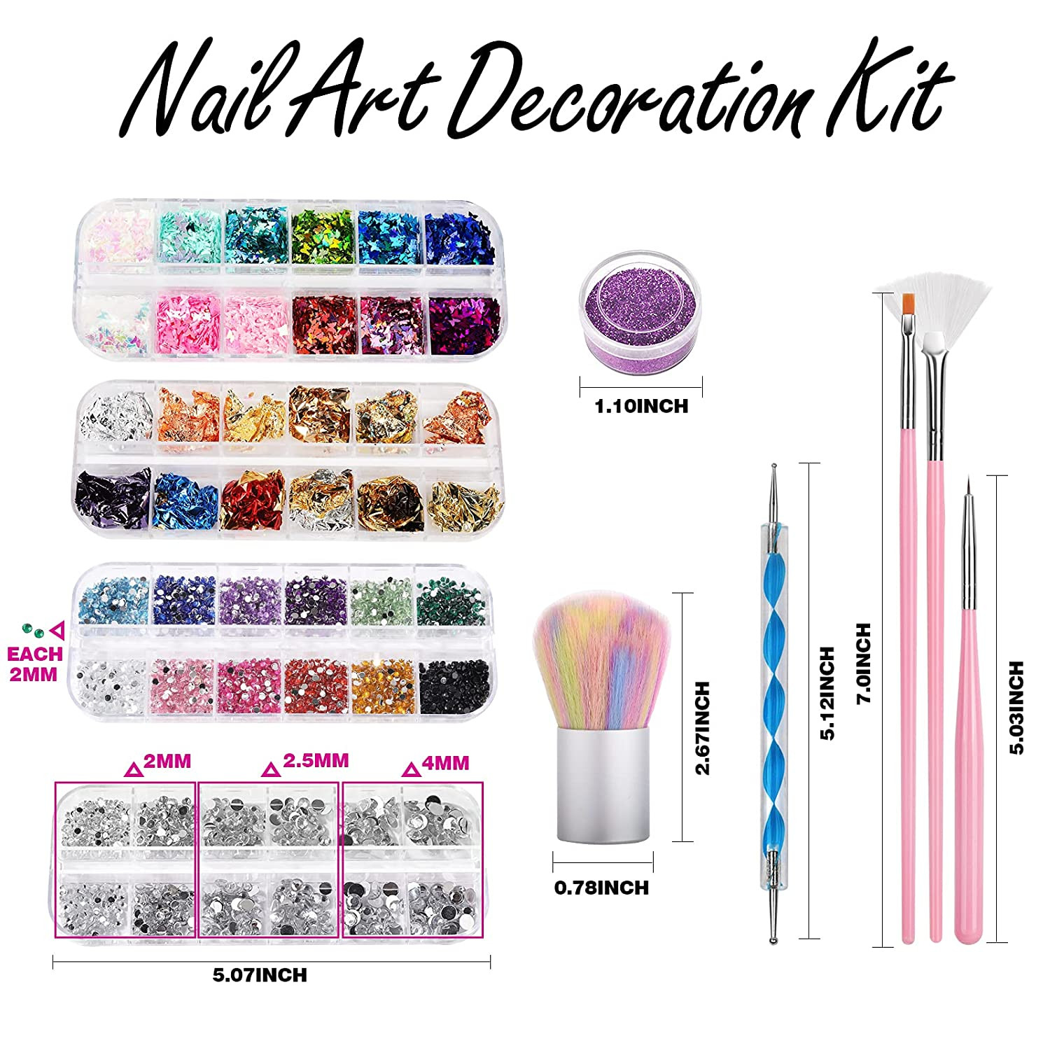 Nail Art Kit, Nail Art Brushes Set, Nail Design Kit Dotting Tools, Fine Nail Gli