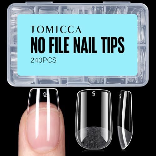 Nail Tips, 240Pcs Half Matte Press on Full Cover Acrylic Nails, Short Square