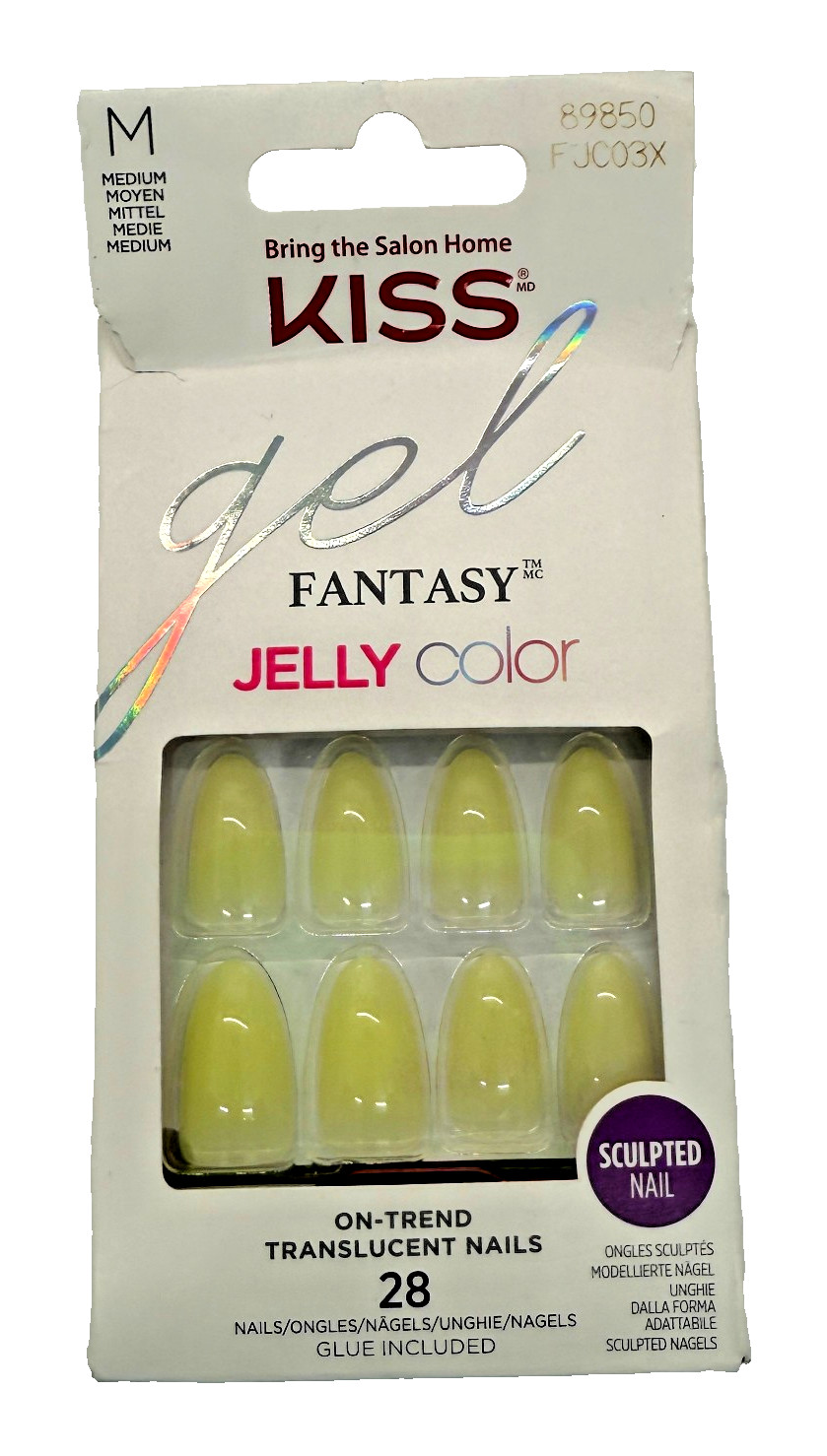 KISS Gel Fantasy Jelly Color Press-on Nails, Light Yellow