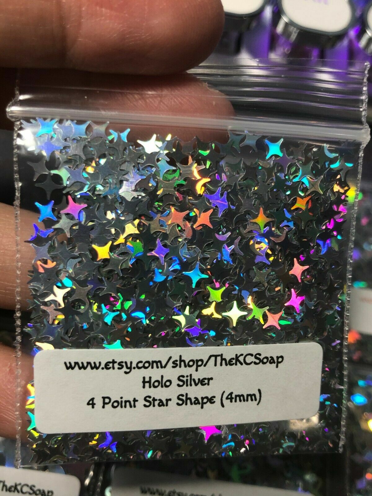 Solvent Resistant silver 4 Point star glitter epoxy tumbler Nail Acrylic 1 OZ