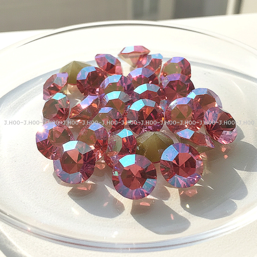 Preciosa Czech Rose AB V-Cut Round Stone Pointed Back