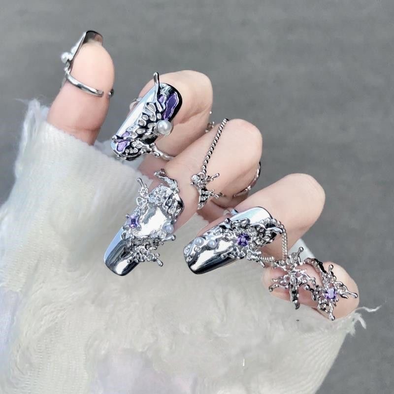 10pcs Reusable Press On Nail Ring Cover Fine Craft Portable Mix Match Nail Rings