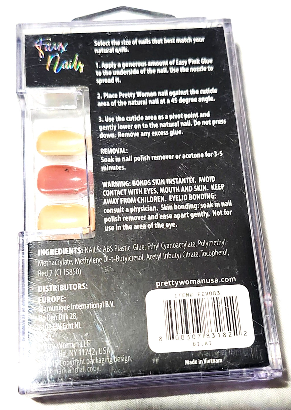 Lot of 2 Pretty Woman Faux Nails Metallic Rose Gold & Chrome Glue On Press On 24