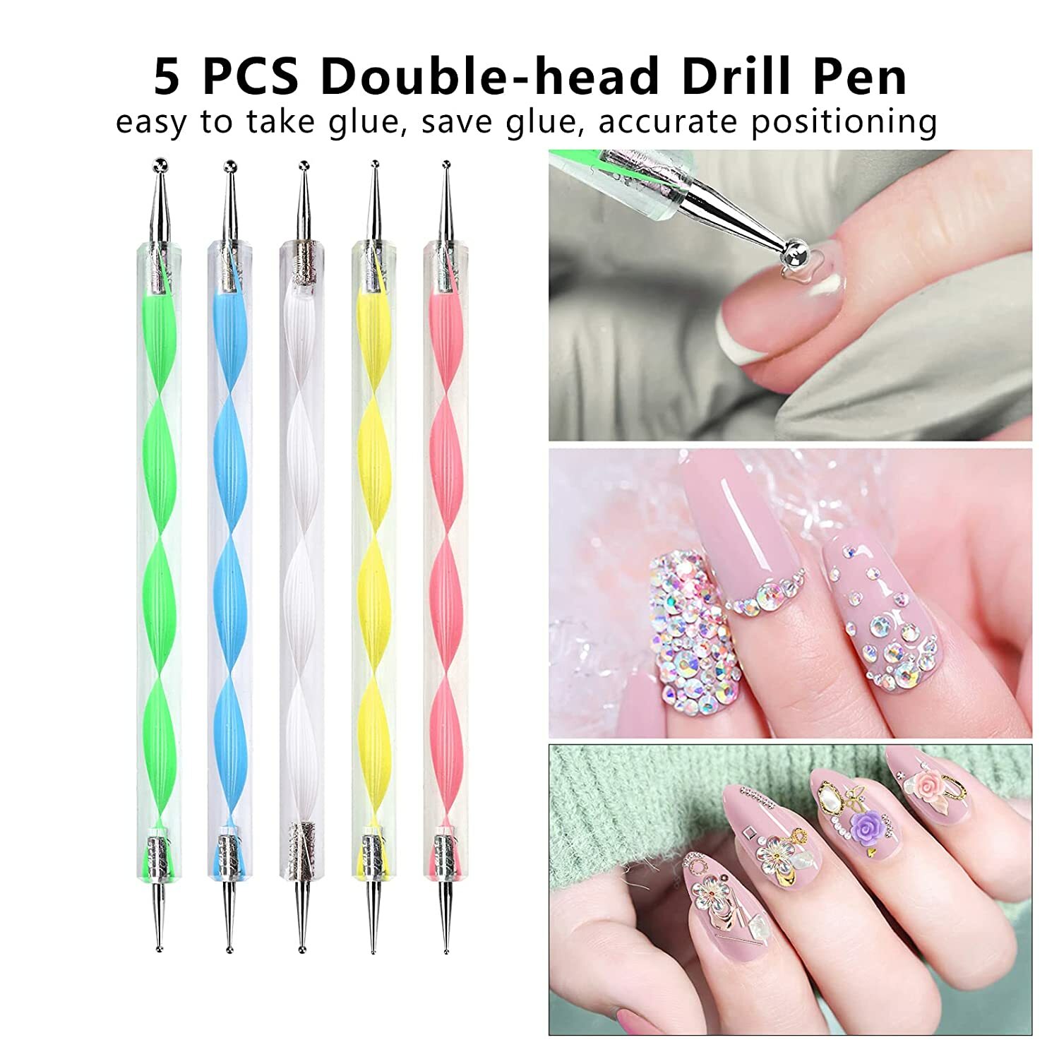 12 Pcs/Set Nail Art Design Tools,7pcs Painting Brushes+5pcs Dotting Pens,US FAST