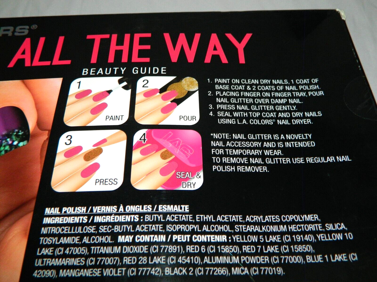 L.A. Colors Polish All The Way 40 Pc Nail Polish Art Design and Pink Dryer Set