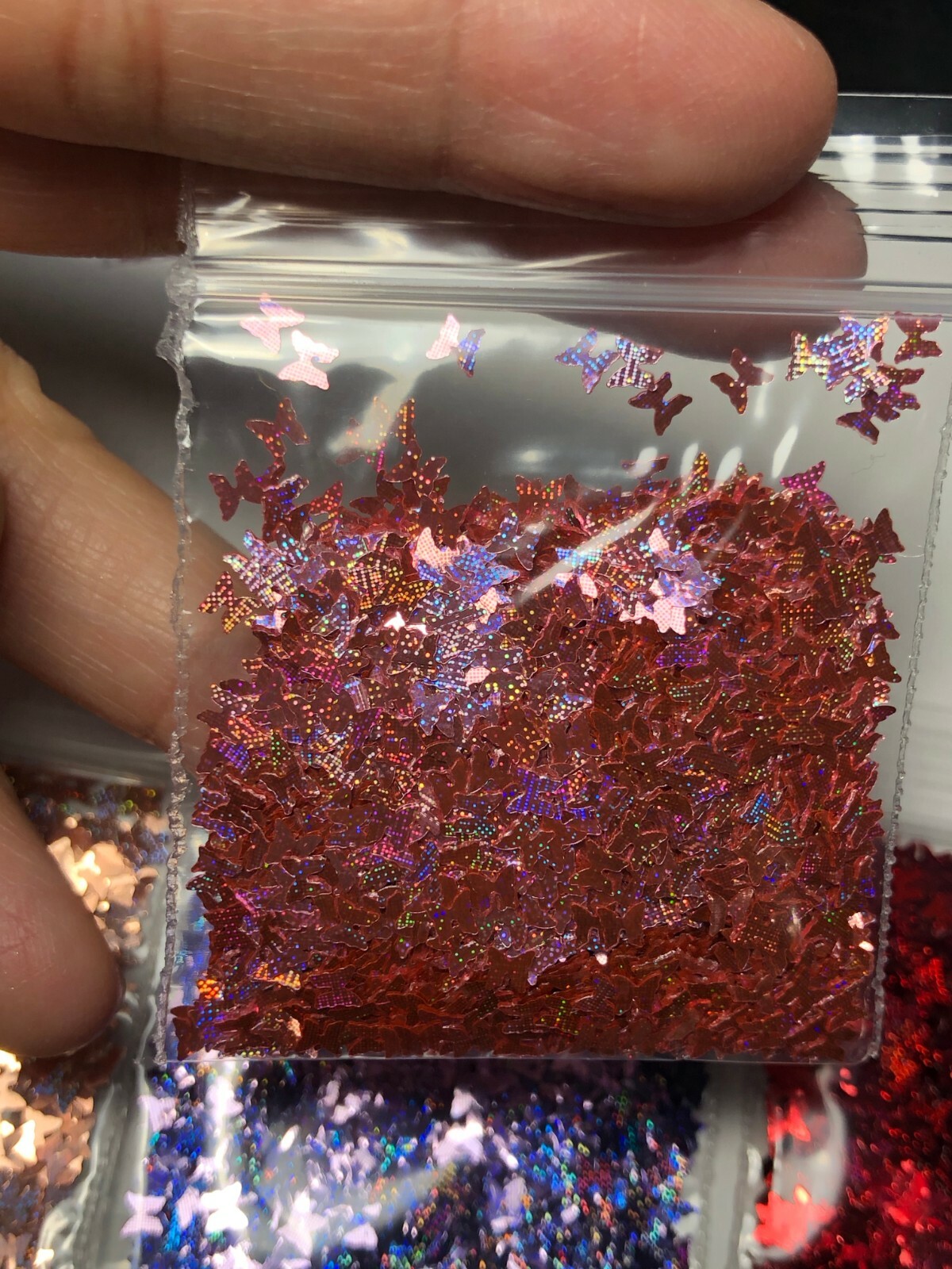 Solvent Resistant LASER BUTTERFLY shape Glitter U Choose Color Nail Art Face
