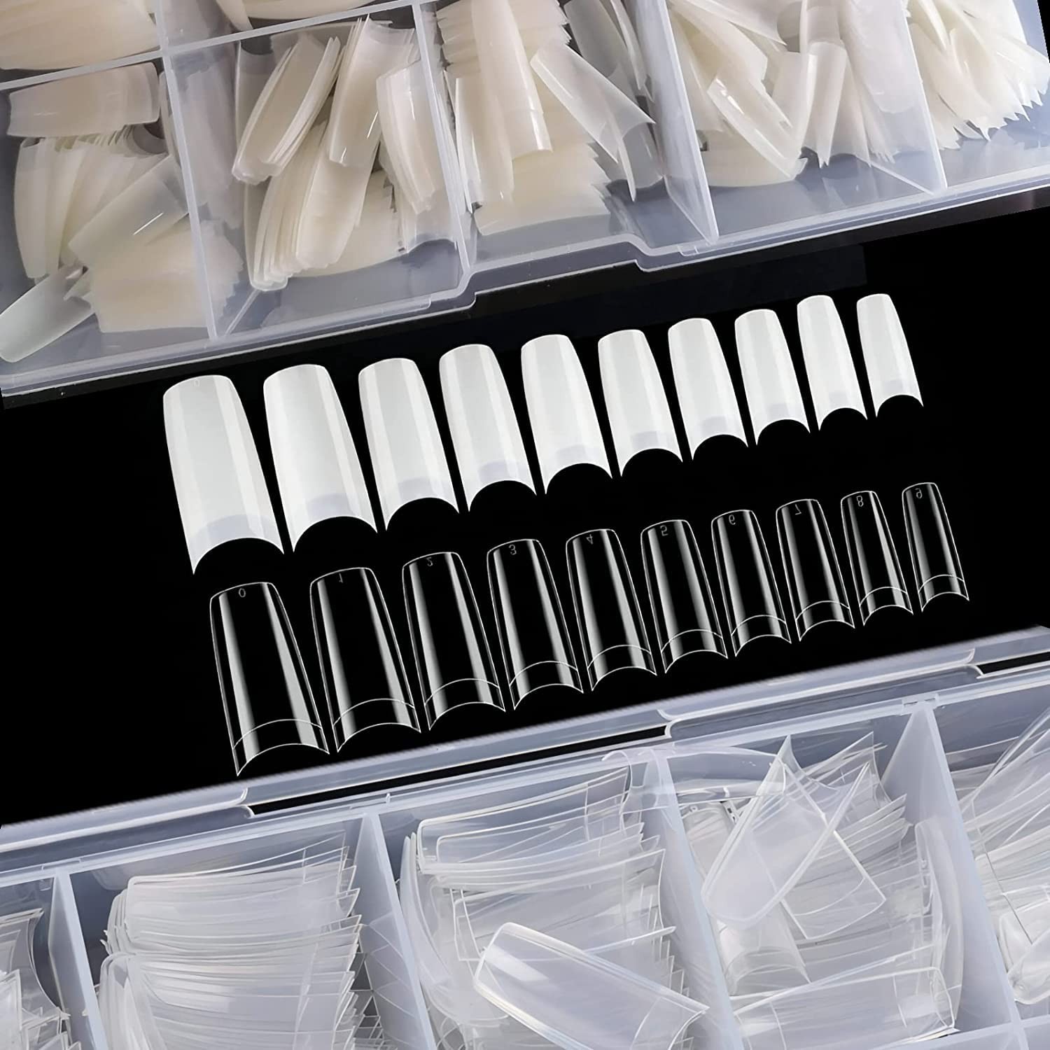 1000pcs Clear and Natural Acrylic Nail Tips,10 Size French Nail Tips For Acry…