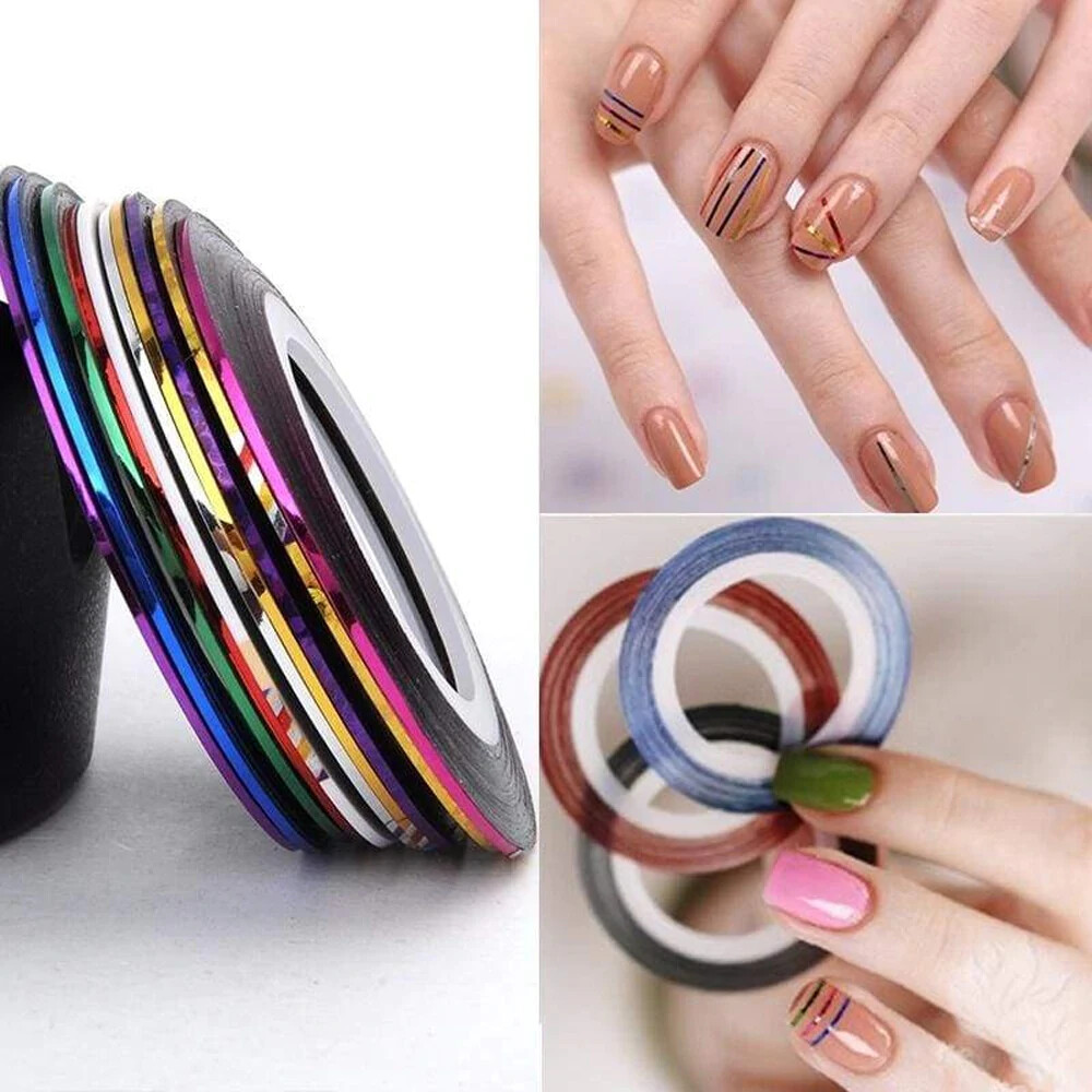 Winstonia 32 Pcs Nail Art Striping Tape Lines Tip Decorations Stickers DIY Bling