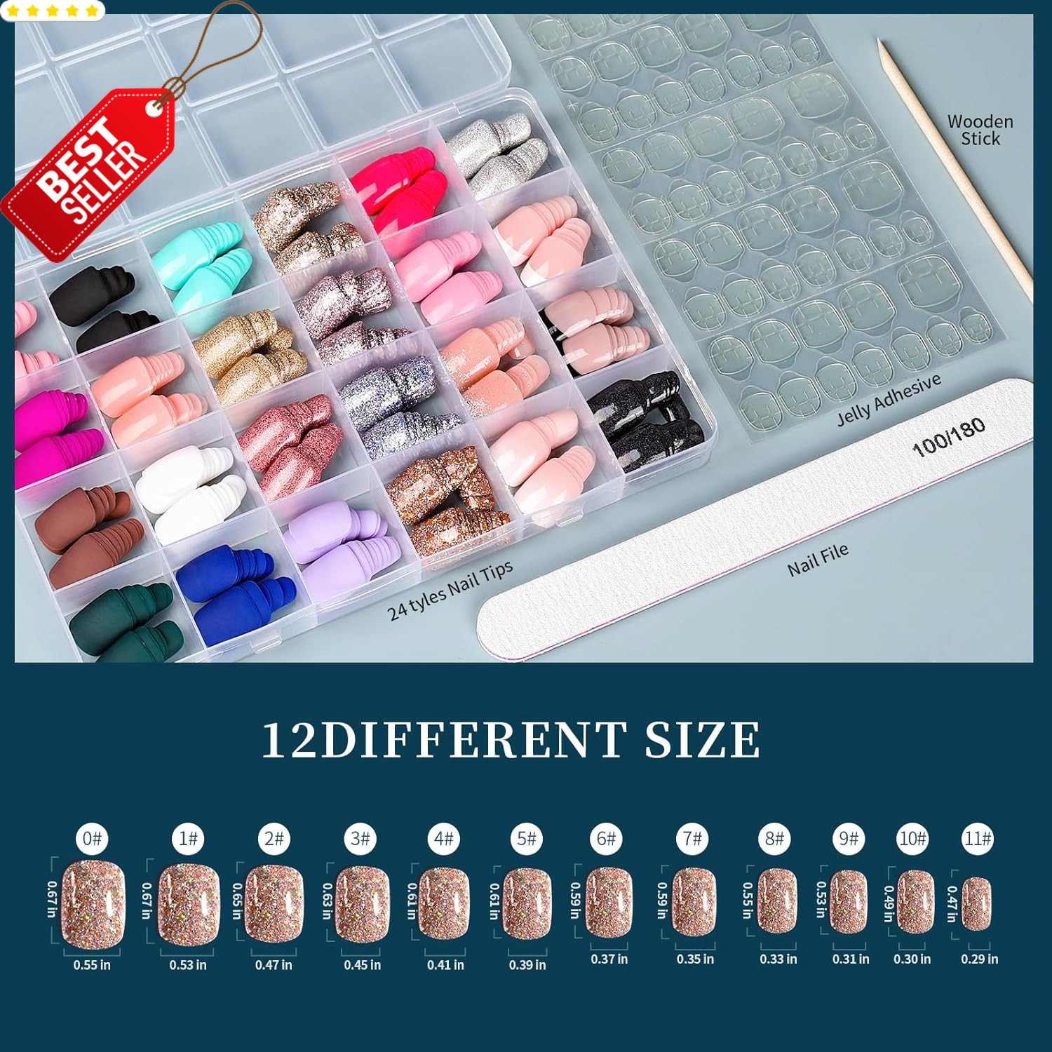 576PCS Press On Nails 24 Colors Short Square Round Matte Glossy Fake – US