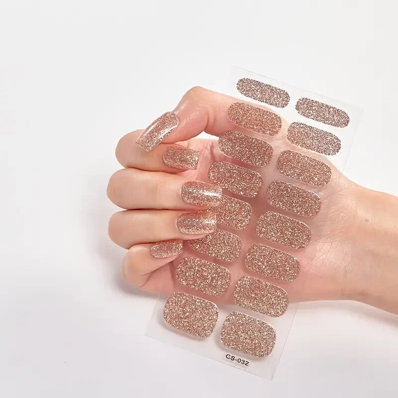 New – Full Cover Nail Art Stickers, Sparkly Nail Strips Sticker – Rose (US )