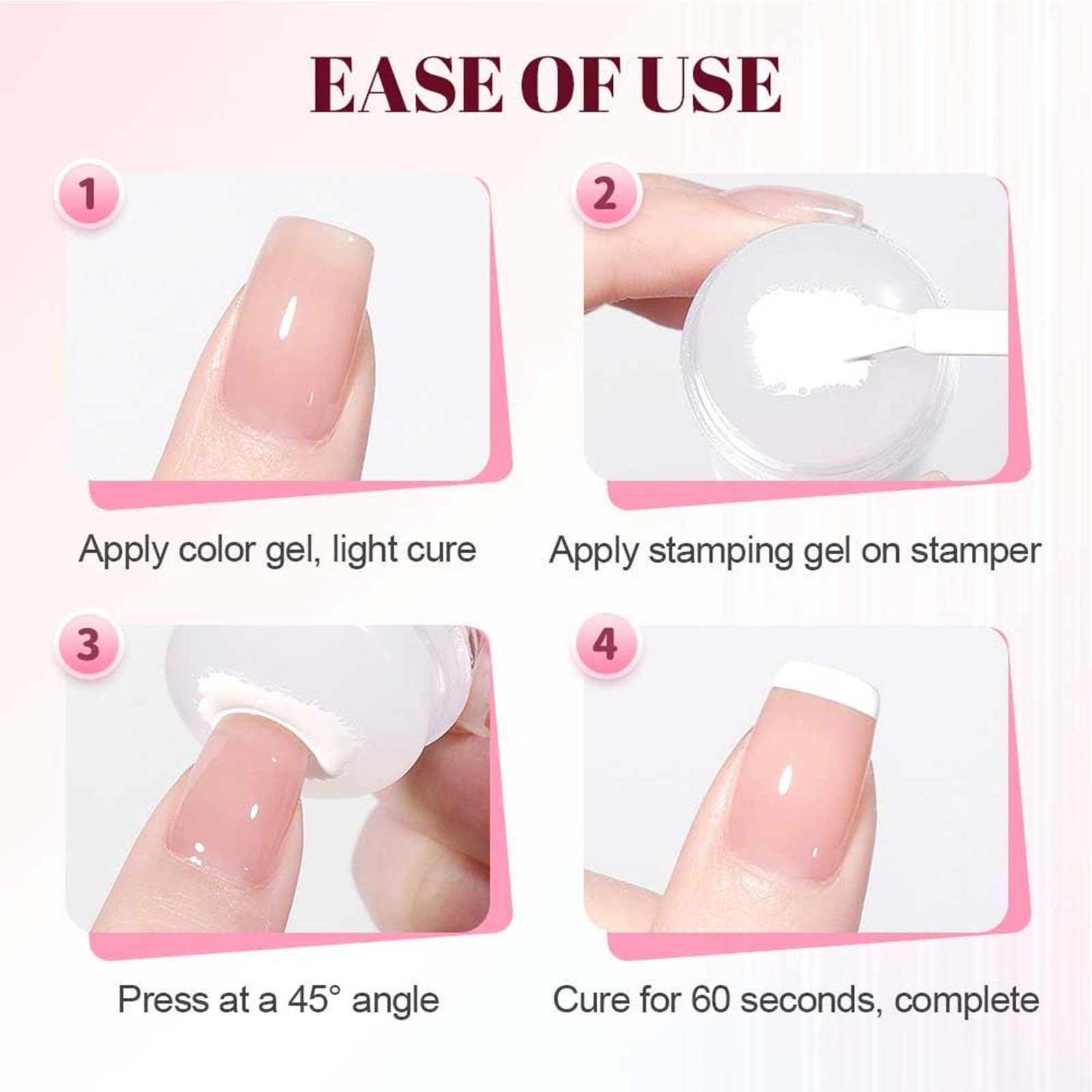 Silicone Head Nail Stamp Set with Scraper French Nail Art Template DIY Tool Lot