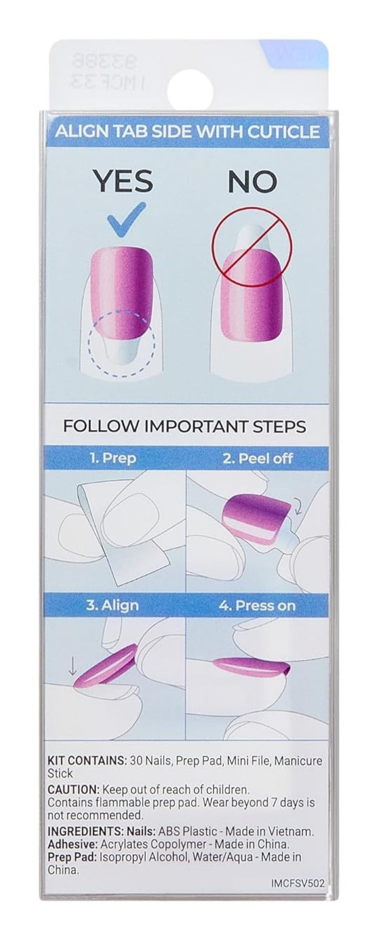 imPRESS Color FX 30 Press On Nails Women Fly Up Silver No Glue Mani 93386 NEW