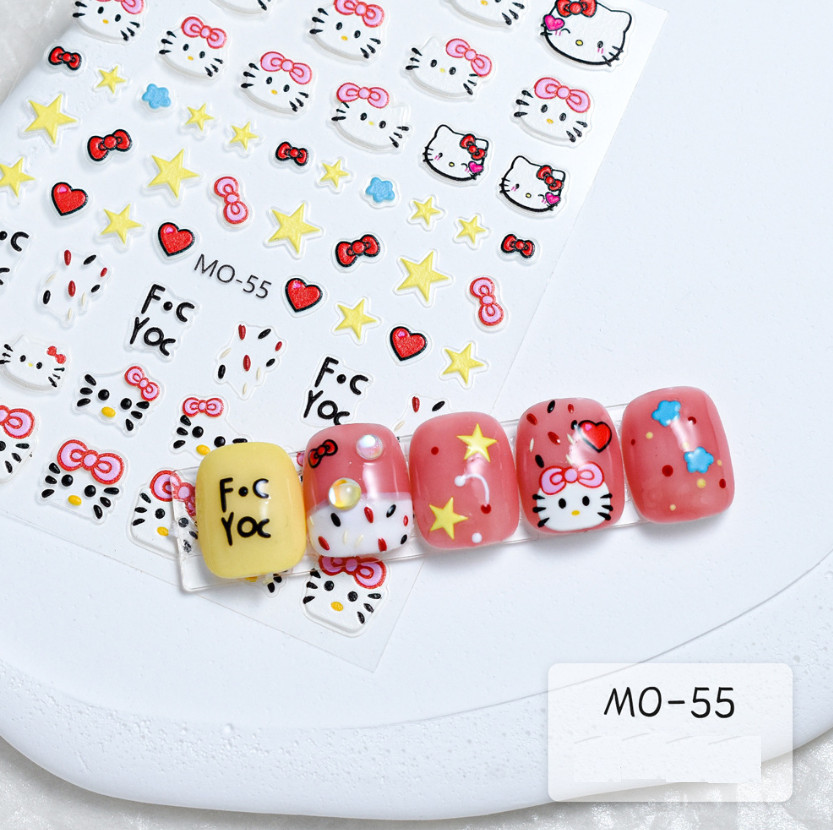 5D Anime Kawaii Sanrio Hello Kitty Star Heart Bow Nail Stickers Adhesive NH22