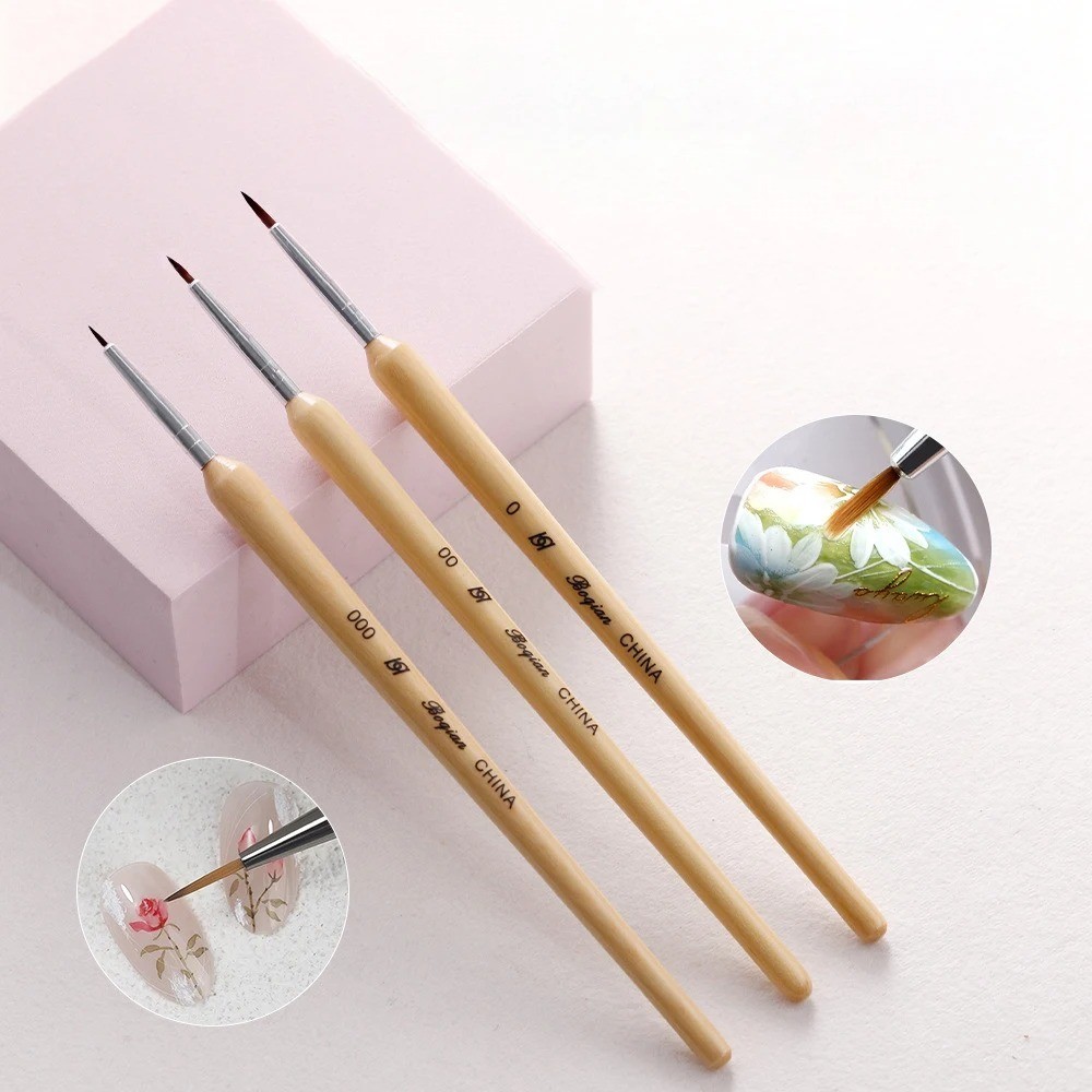 3PCS UV Gel Nail Art Brush Set Acrylic Liner Painting Pen Manicure Tools