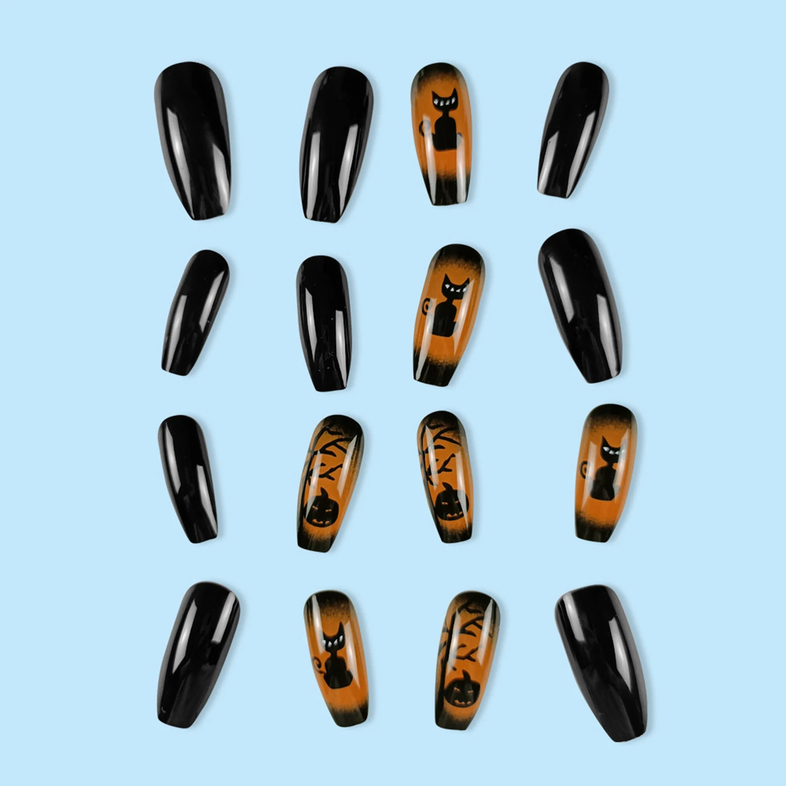 24pcs 2026 Cat Eye Leaf Flower Short Almond Press On Nails