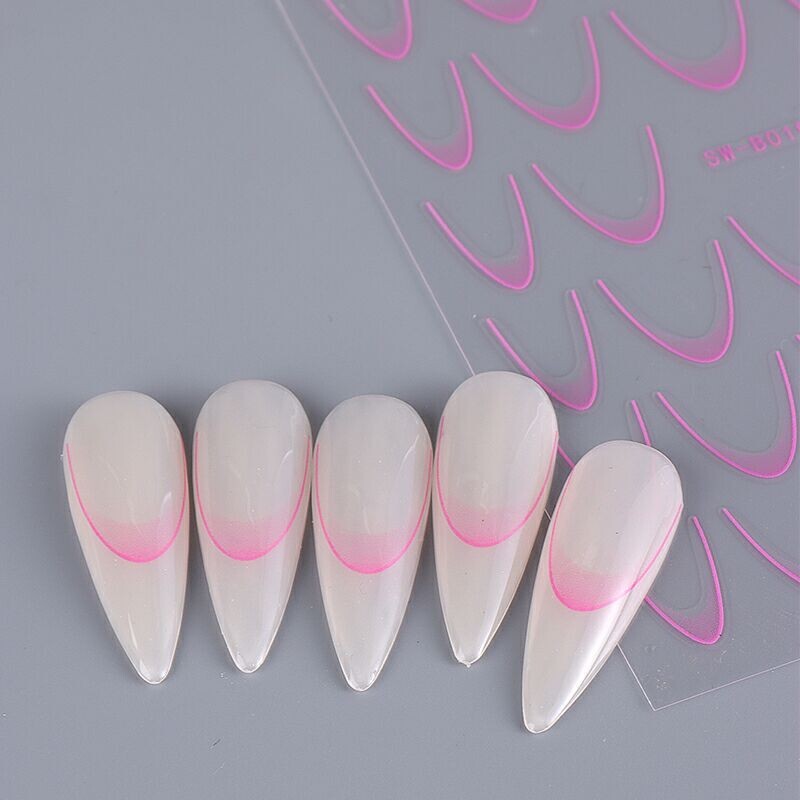 Gradient French Arc Line Stripes Nail Sticker 5 Colors Gradient French Stripes