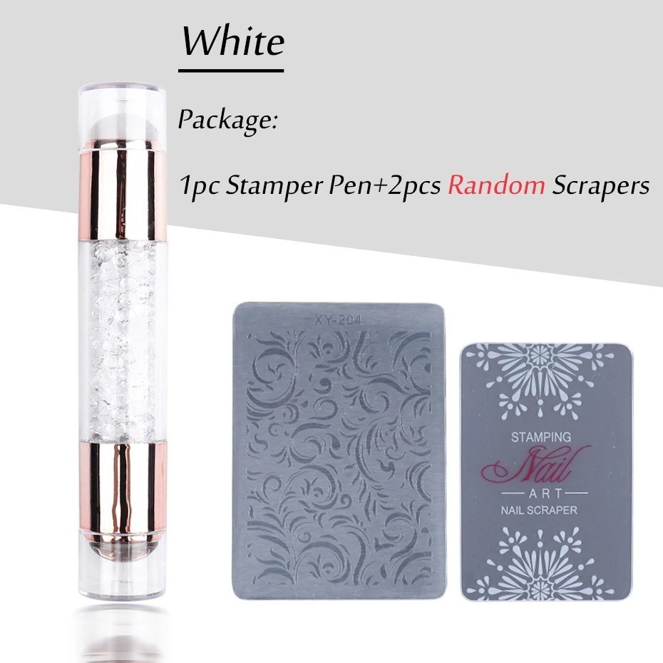 Transparent Silicone Nail Art Stamping Kit, French Design For Manicure Plate Too