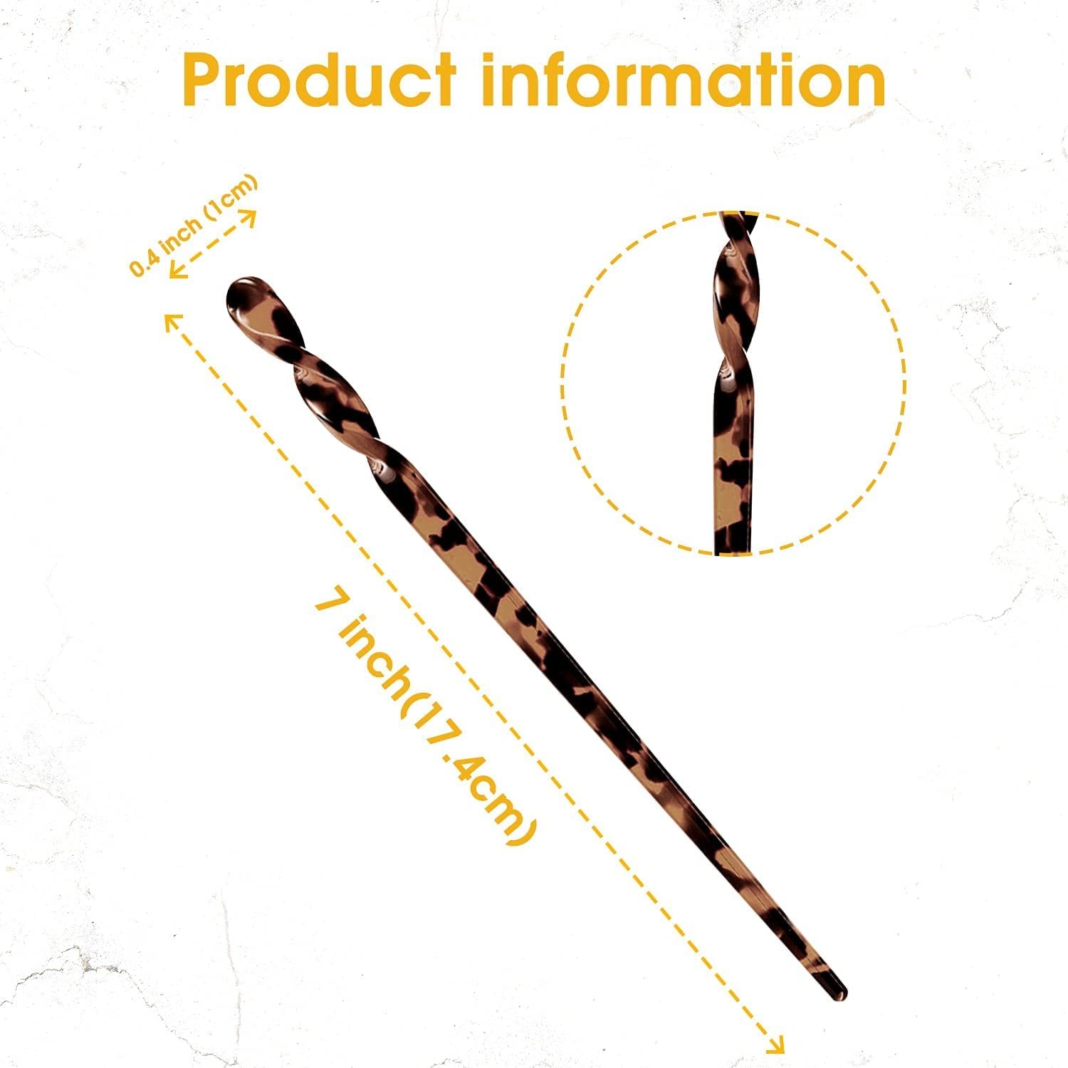 10 Pieces Acetate Hair Sticks Leopard Print Pins, Tortoise Shell Vintage