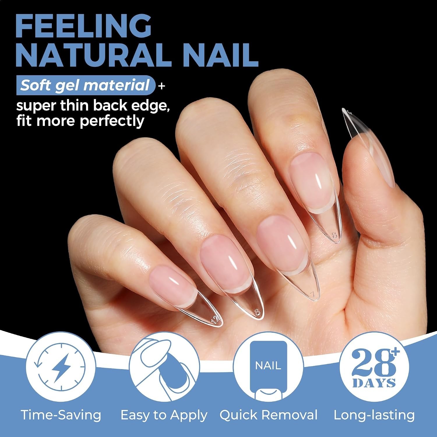 Long-Lasting Stiletto Gel Nail Tips – 216 PCS, Perfect for At-Home Nails
