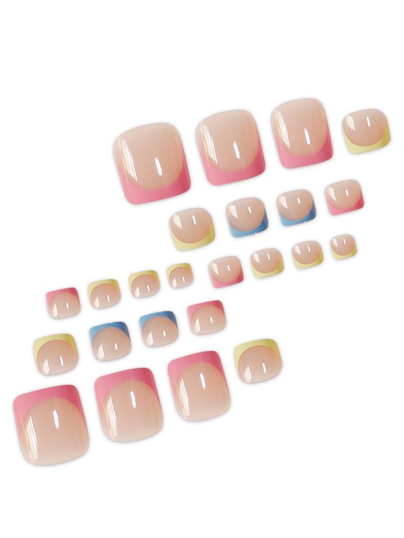Square Toe Colorful Edge Press On Nails Removable Fashion Nail Tips Wholesale