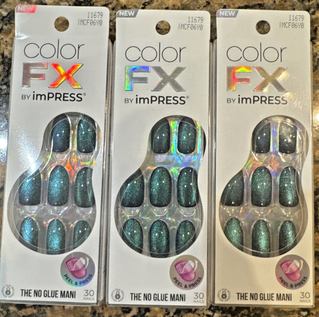 Lot Of 3 Kiss Impress Color FX Press On Nails Medium oval 11679 Free Mind NEW