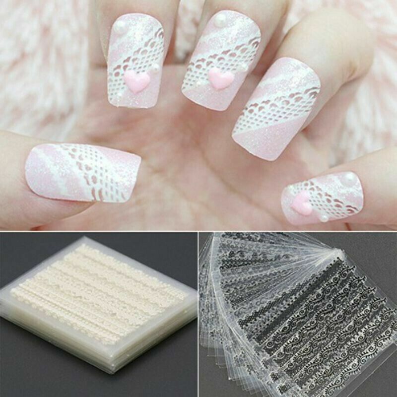 10 Sheets 3D Design Nail Art Tips Decal DIY Lace Flower Manicure Stickers NS14