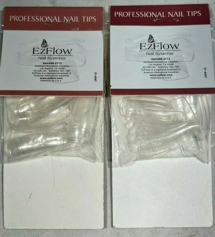 (2 PACK) EzFlow Glass Leisure Nail Tips – Transparent – Natural Arch – 20 Count