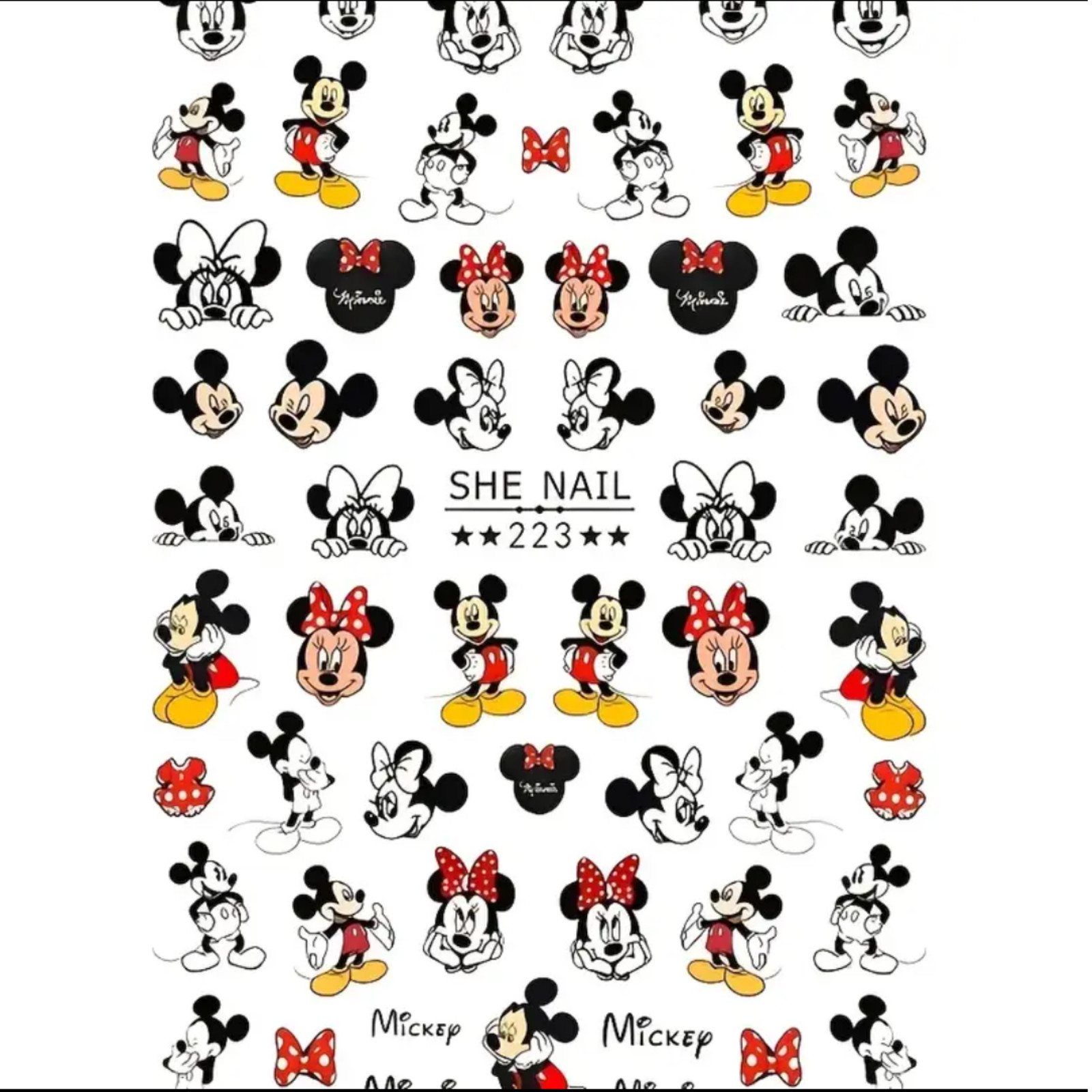 3D Cartoon Nail Stickers – Cute Mickey & Minnie Mouse Nail Art Decals – Self-Adh