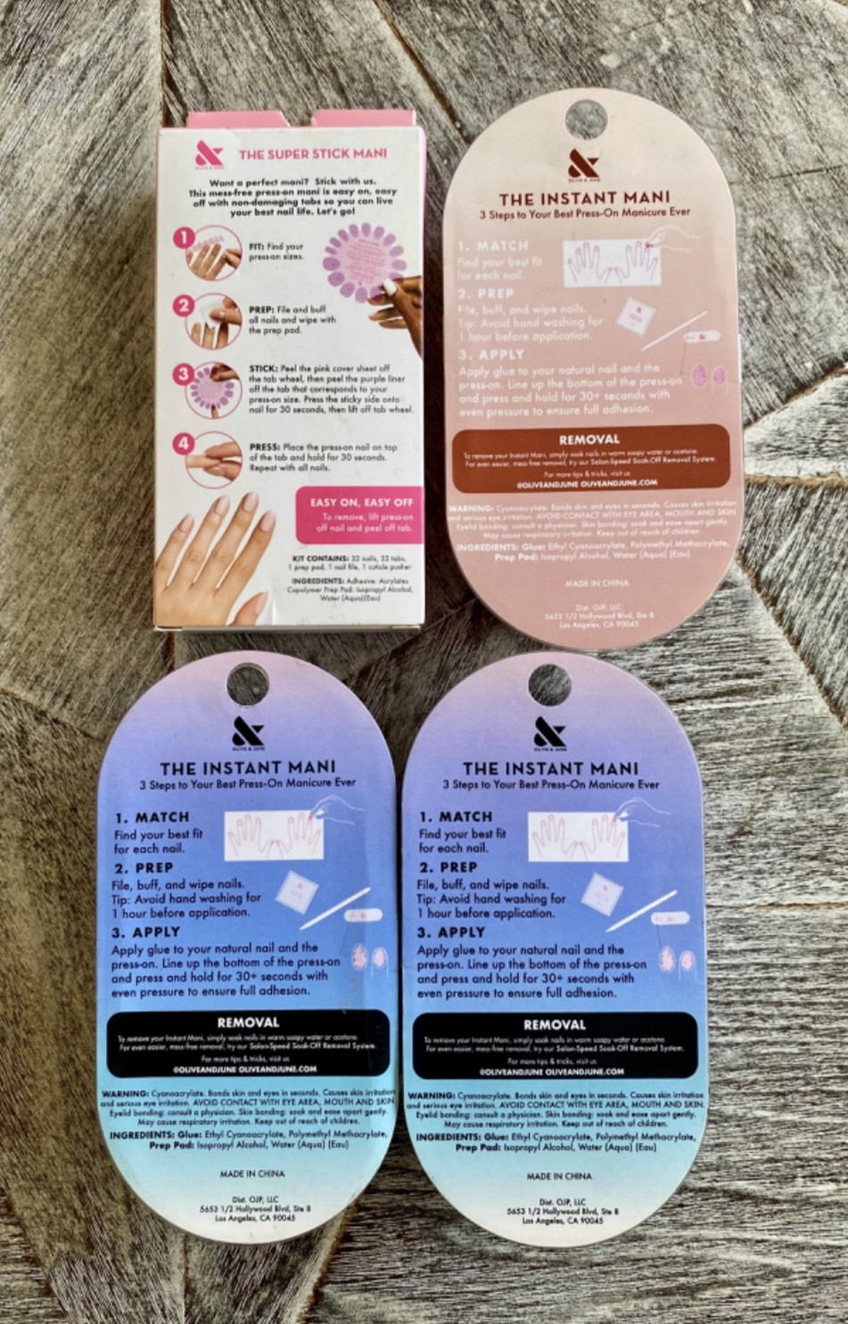 NEW! Olive & June Press-On Nails Lot of Four Spring Pastels FREE SHIPPING!