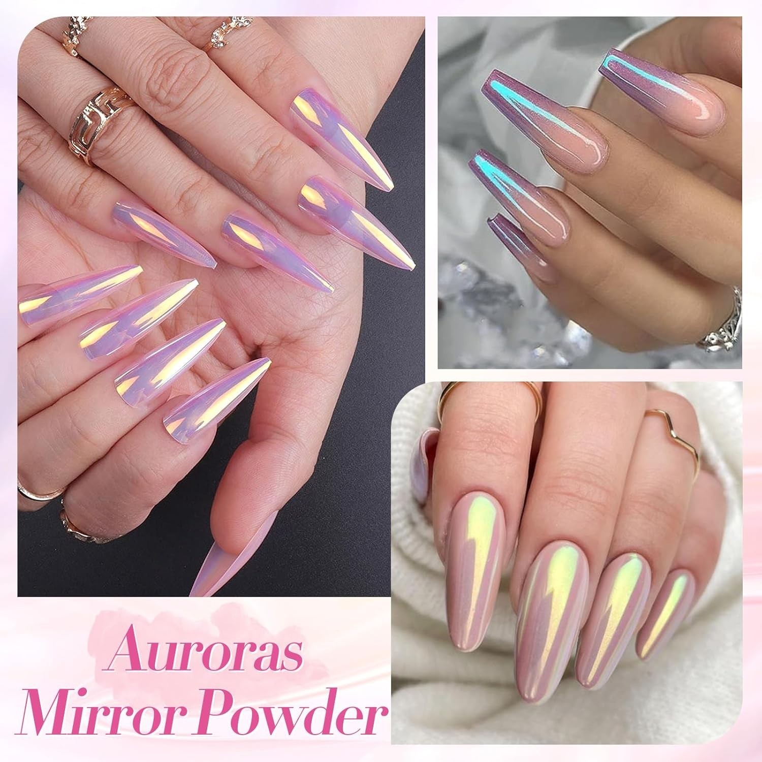 4 Boxes Metallic Mermaid Pearl Nail Powder – Versatile for Gel and Acrylic Nails