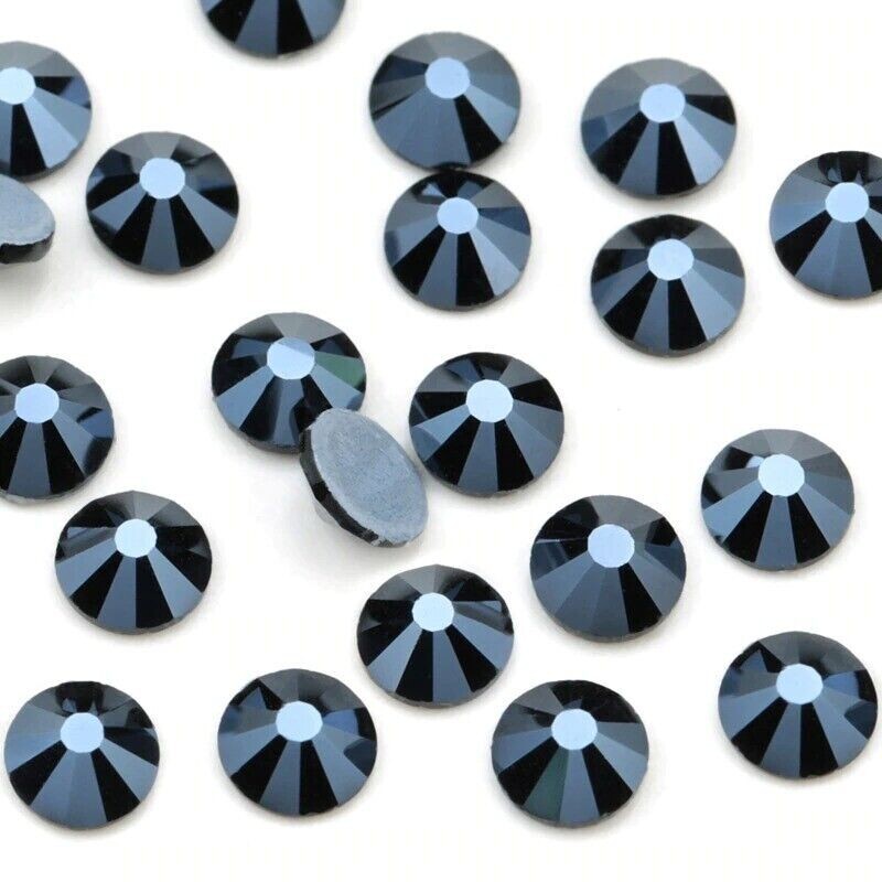 Flat Back Shiny Black Crystal Glass Rhinestone Hot Fix SS20 1440 PCS Nail Art