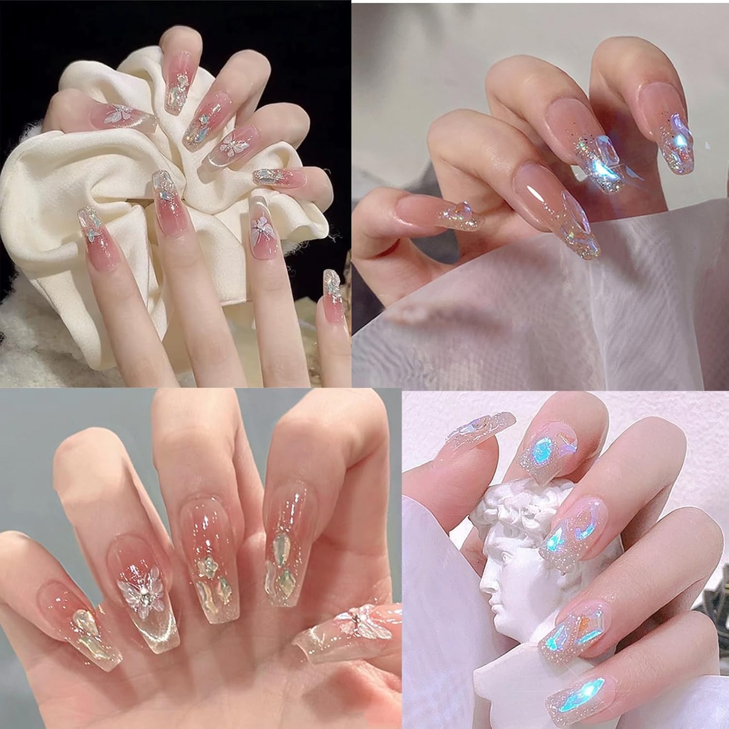 200PCS Mixed Glass Crystal Nail Charms – Perfect for Artistic Nail Designs
