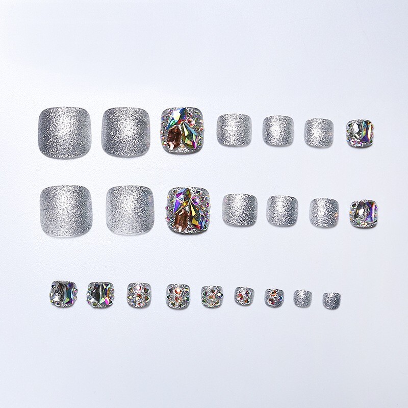 oktake Glimmering Gala – Luxury Press-On Toe Nail Pedicure Collection