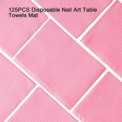125PCS Disposable Nail Art Table Towels Mat 13″ X 17″ Waterproof 3 Ply Pink