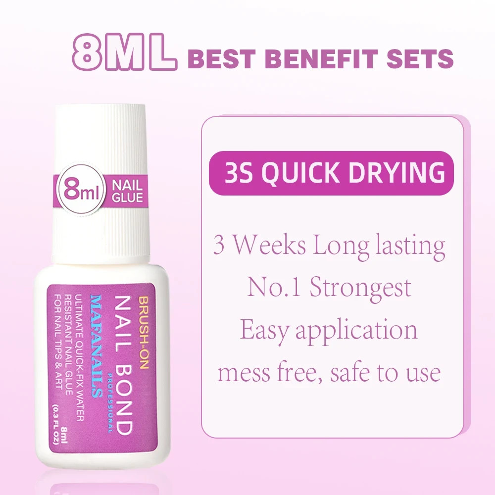 Brush On Nail Glue for Acrylic & False Nail Tips Quick Dry Strong Adhesive