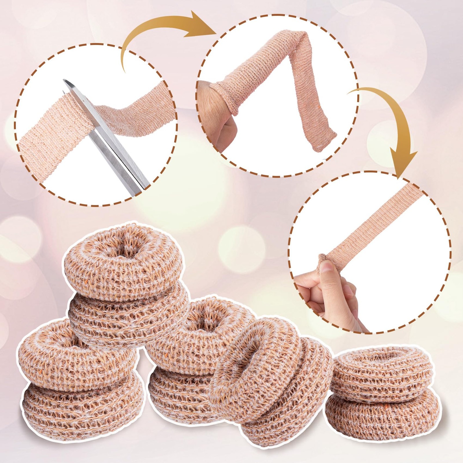 15pcs Cotton Finger Cots, Elastic Finger Sleeve, Skin Color