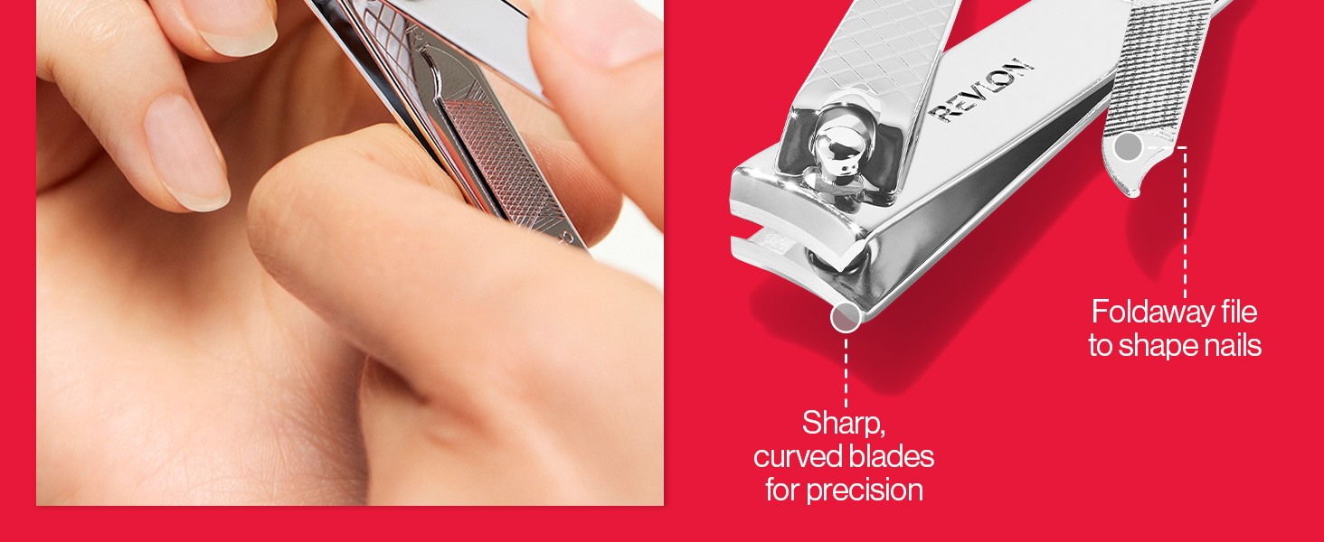 Nail Clipper With File, Mani Care Tool With a Curved Blade for