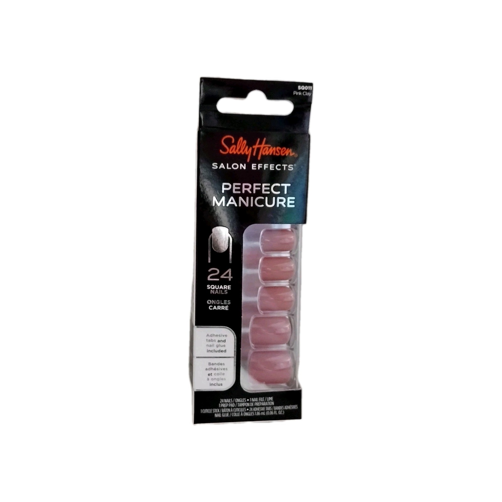 Sally Hansen SALON EFFECTS PERFECT MANICURE 24 SQUARE Press On Nails PINK CLAY