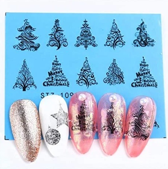 Christmas Nail Art Water Decals: Santa, Snowman, Reindeer(Group 1)