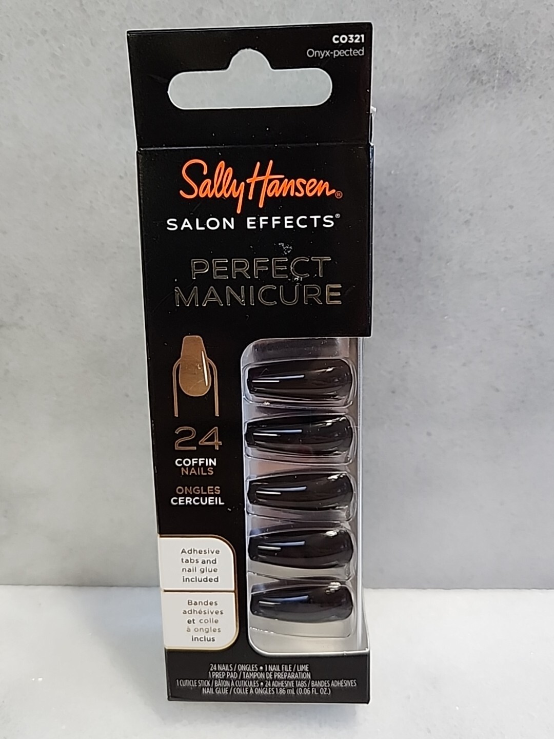1 Sally Hansen Salon Effects Perfect Manicure 24 Coffin Nails CO321 Onyx-pected.