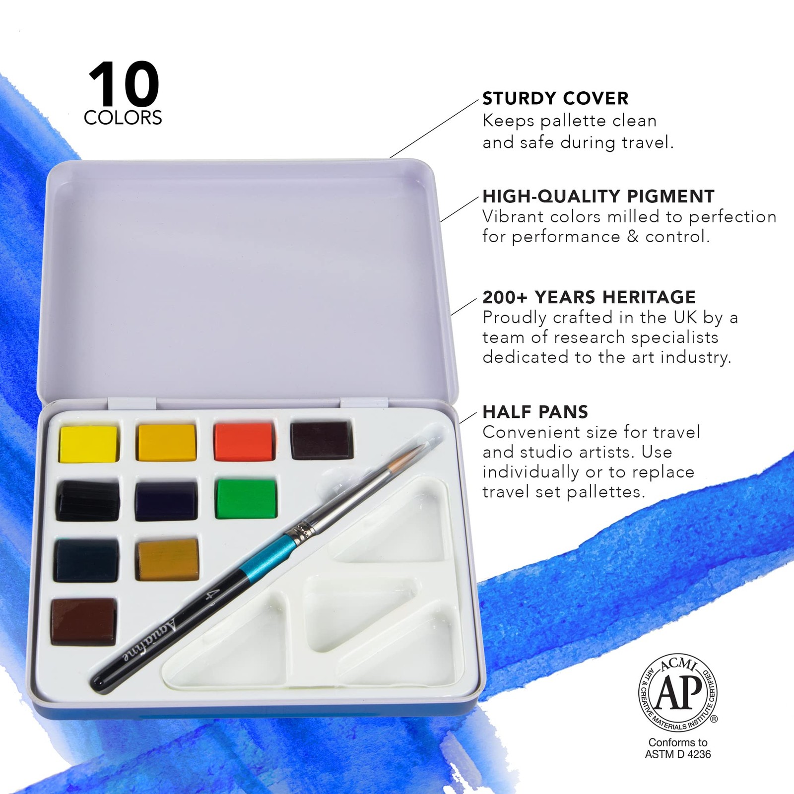 Daler Rowney Mini Half Pan Travel Tin, 12 Piece Set, Colors May Kitchen