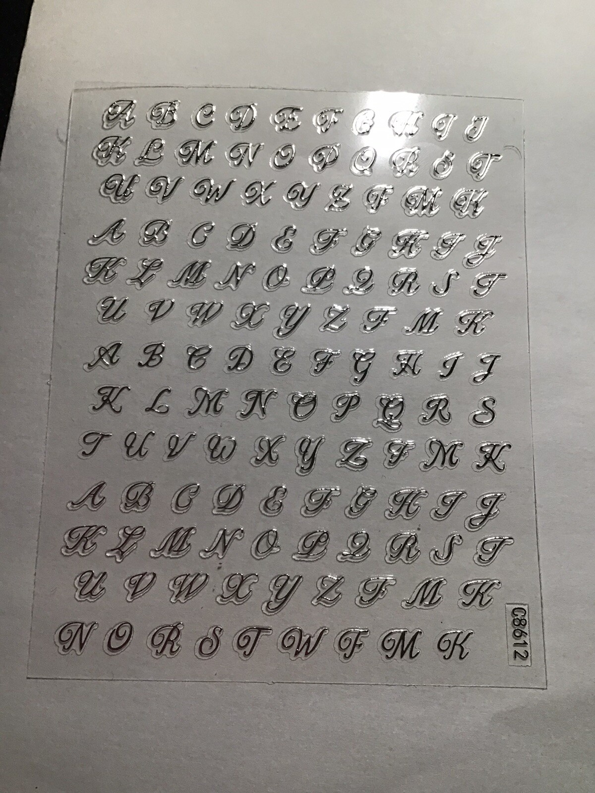 3D Nail Art Alphabet Stickers – 4Pcs Black, White , Gold And Silver