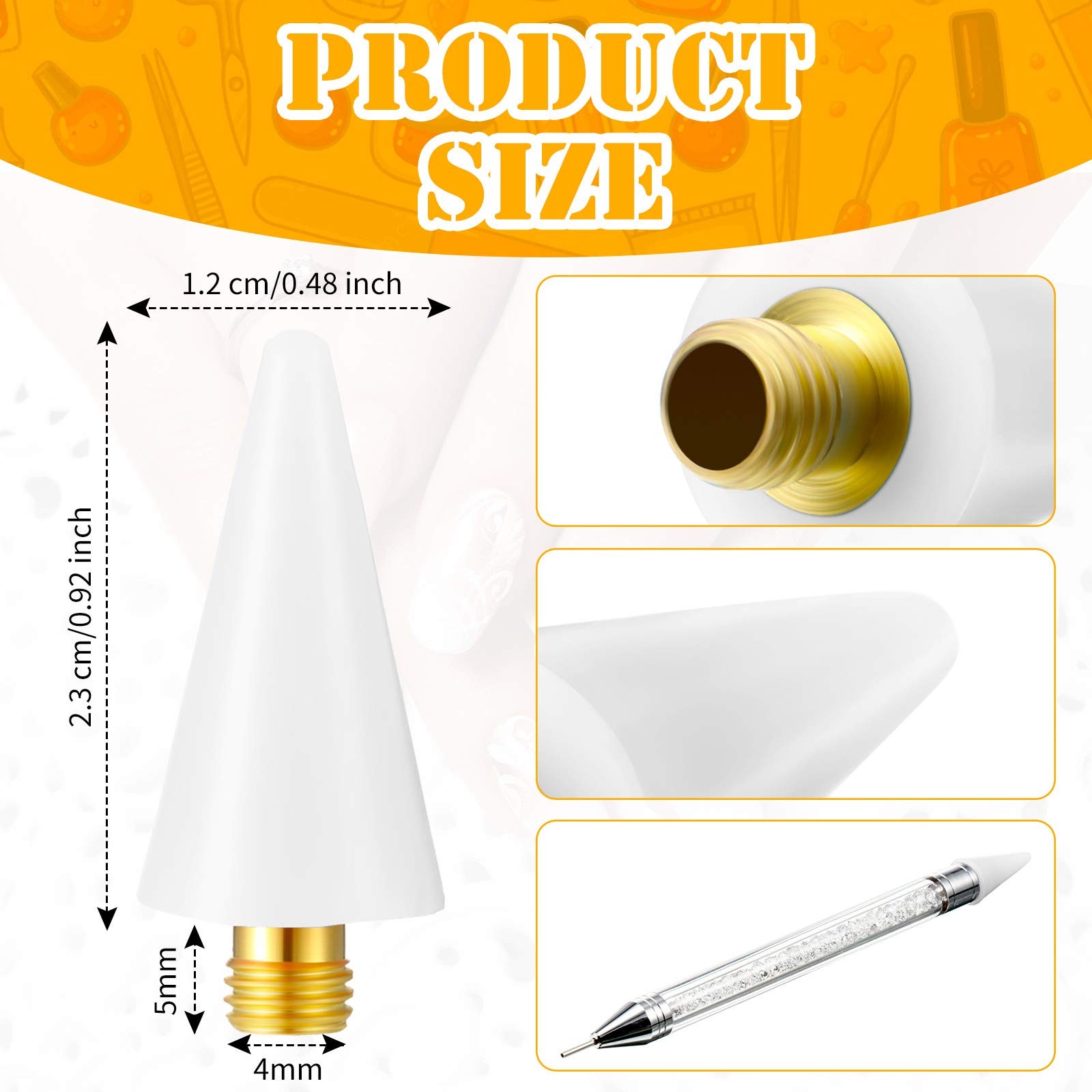 Blulu 16 Pcs Wax Head Tips Rhinestone Picker Tool Rhinestones Replacement Dia…
