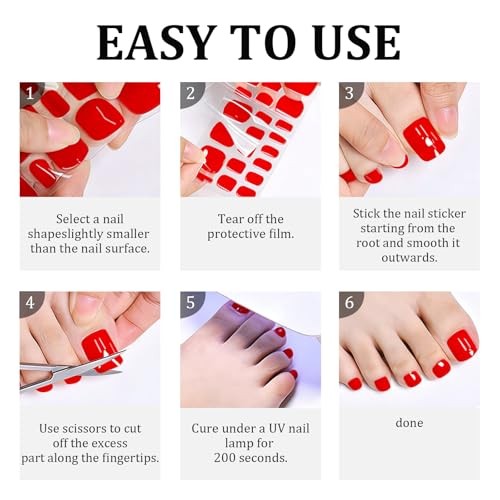 34 Pcs Semi Cured Gel Toe Nail Strips White French Tip Gel 18-white French Tip